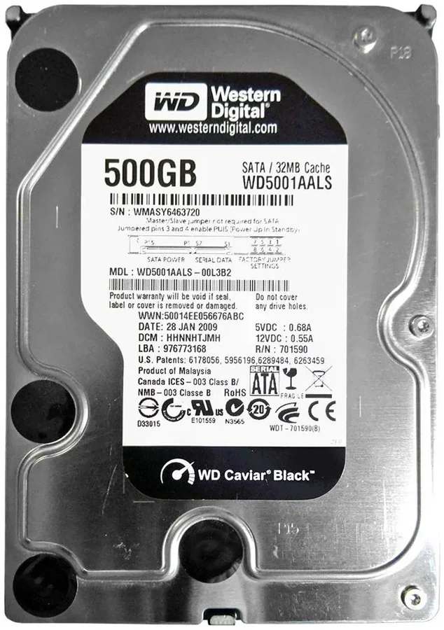 Internal Hard Drive Western Digital Caviar Black WD5001AALS