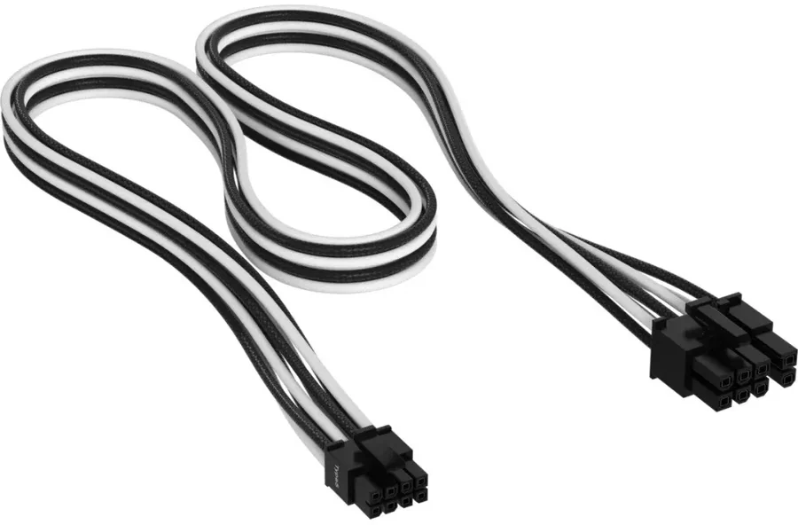 כבל Corsair Premium Individually Sleeved PCIe Cable (Single Connector) Type 5 Gen 5 לבן/שחור