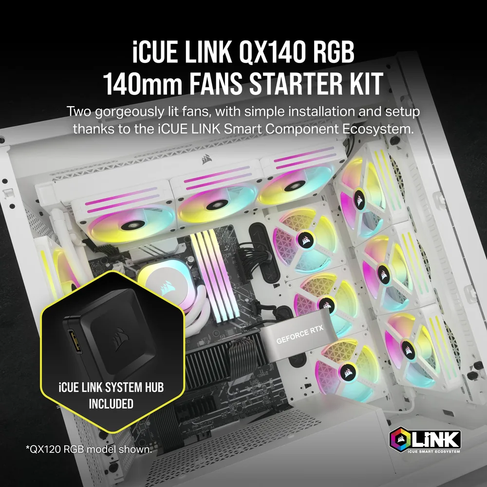 Corsair iCUE LINK QX140 RGB White Fan Set – Additional View