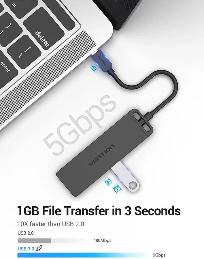 USB-хаб Vention USB-C 3.1 Gen1 to USB-Ax4 1m with micro USB Optional Power Hub