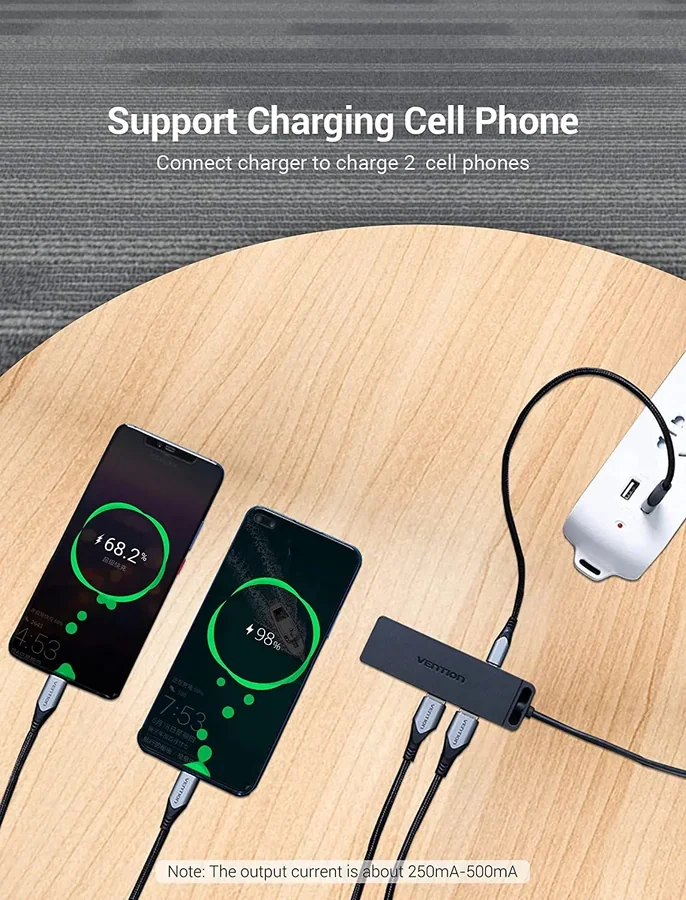 USB-хаб Vention USB-C 3.1 Gen1 to USB-Ax4 1m with micro USB Optional Power Hub