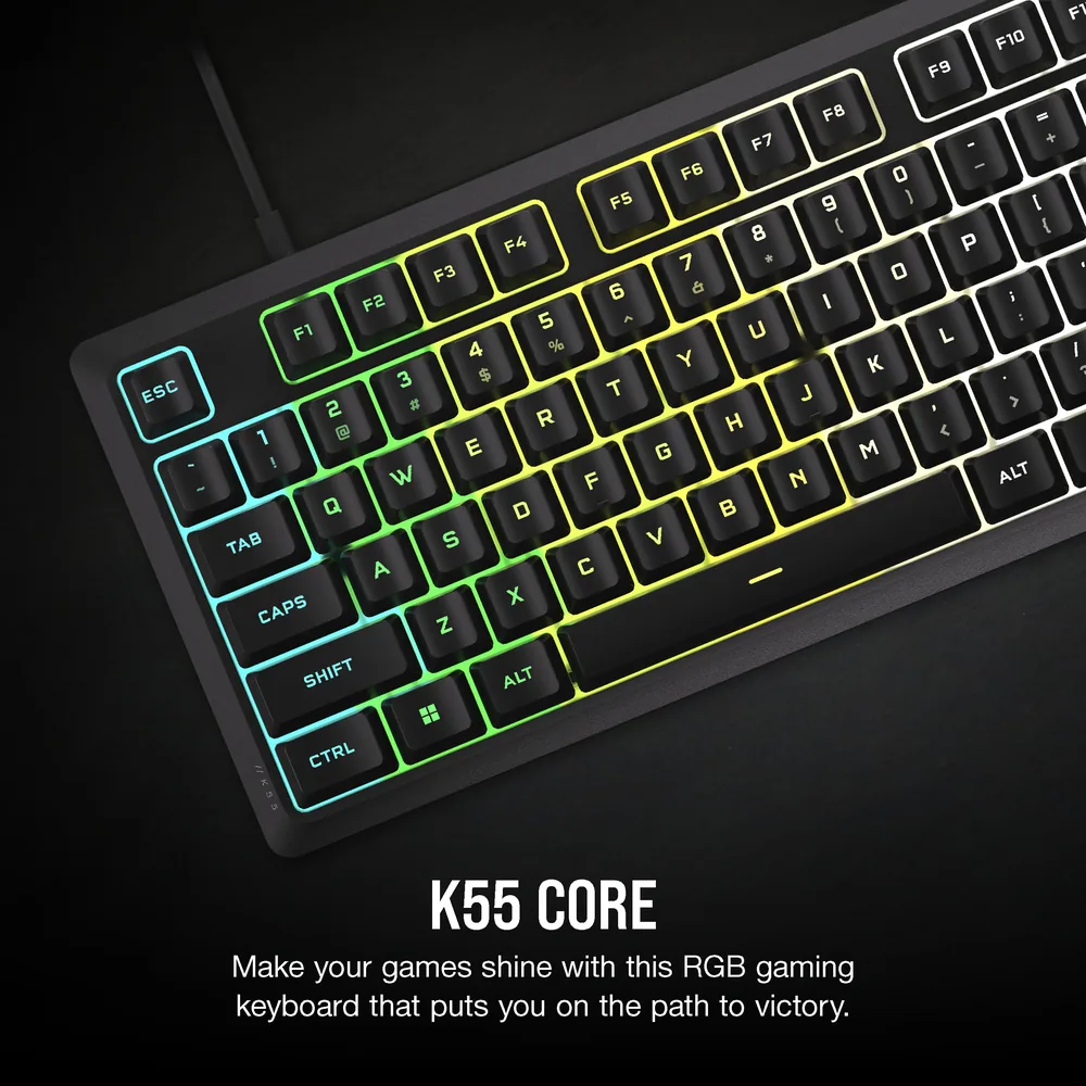 מקלדת גיימינג Corsair K55 CORE RGB שחור – מבט נוסף