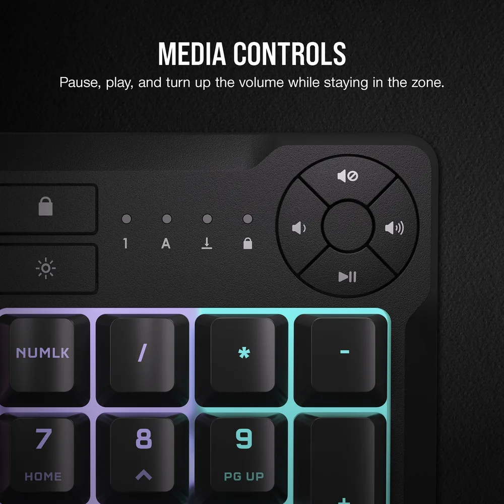 מקלדת גיימינג Corsair K55 CORE RGB שחור – פרטים נוספים
