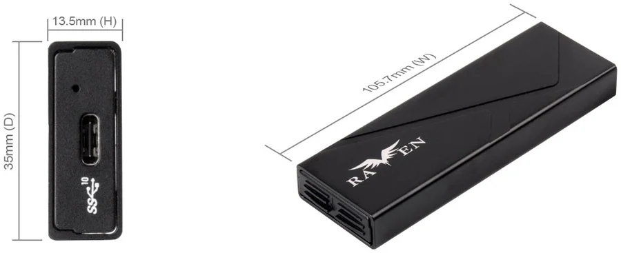 M.2 External Enclosure SilverStone RVS03 USB-C 3.2 Gen2 10Gbps