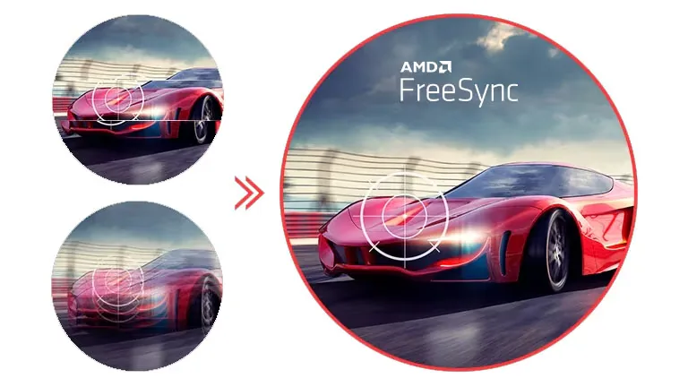 AMD FreeSync מאפשרת תצוגת תנועה מהירה ושוטפת.