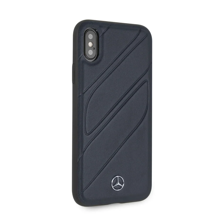 כיסוי קשיח מעור אמיתי CG Mobile Mercedes-Benz New Organic iPhone X/XS כחול כהה