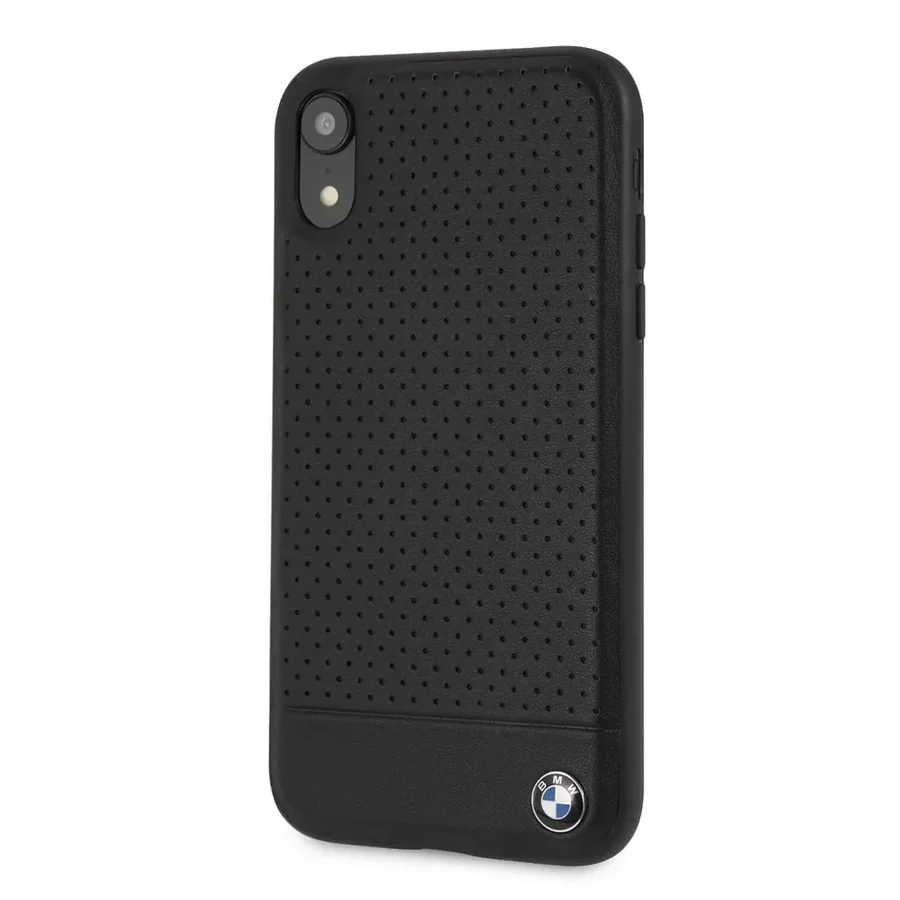 Жесткий чехол из натуральной кожи для iPhone CG Mobile BMW Signature Perforated iPhone XR черный