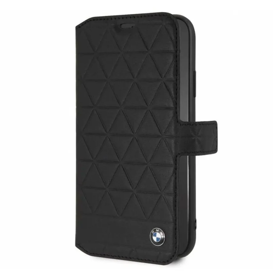 CG Mobile BMW Embossed Hexagon iPhone XR Genuine Leather Book Case, Black