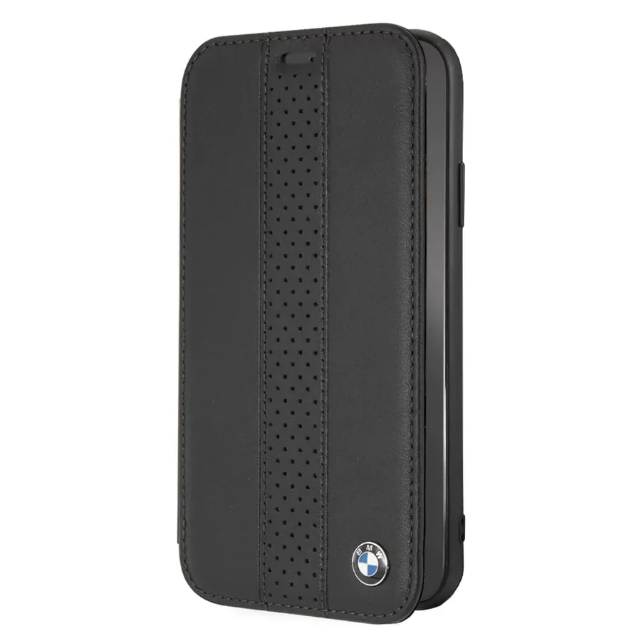 CG Mobile BMW Perforated Center Stripe iPhone XR Genuine Leather Book Case, Black