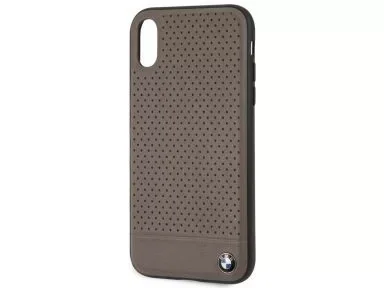 כיסוי קשיח מעור אמיתי CG Mobile BMW Signature Perforated iPhone XS Max חום
