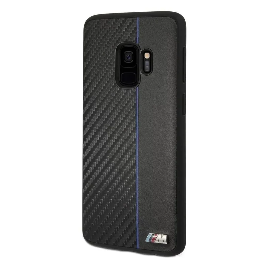 Жесткий чехол под карбон для Samsung CG Mobile BMW M Carbon Stripe Galaxy S9 темно-синий