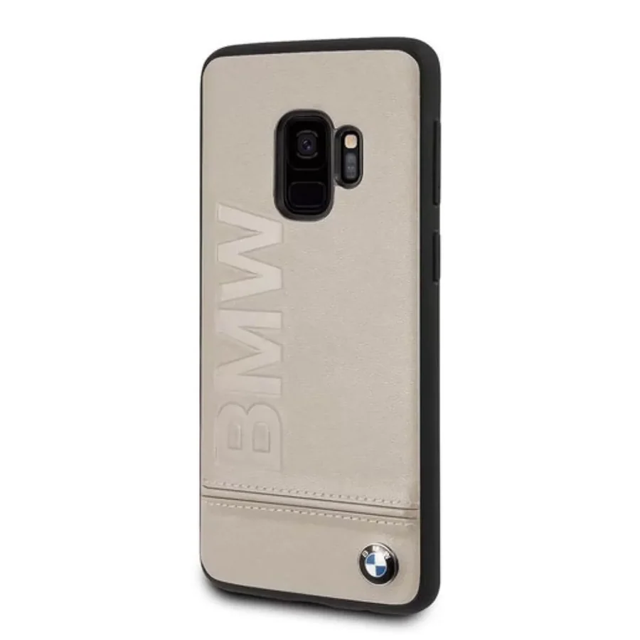 Жесткий чехол из натуральной кожи для Samsung CG Mobile BMW Signature Galaxy S9 бежевый