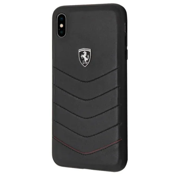 CG Mobile Ferrari Heritage Quilted iPhone XS Max Genuine Leather Hard Case, Black