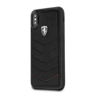 CG Mobile Ferrari Heritage Quilted iPhone X/XS Black Genuine Leather Hard Case