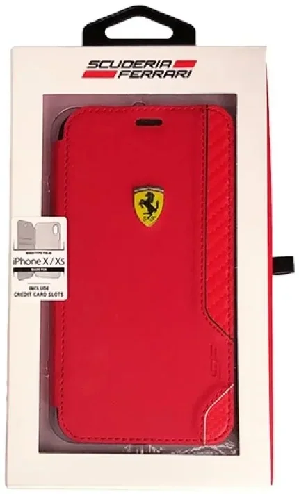 כיסוי ספר CG Mobile Ferrari On Track Racing Shield iPhone X/XS אדום