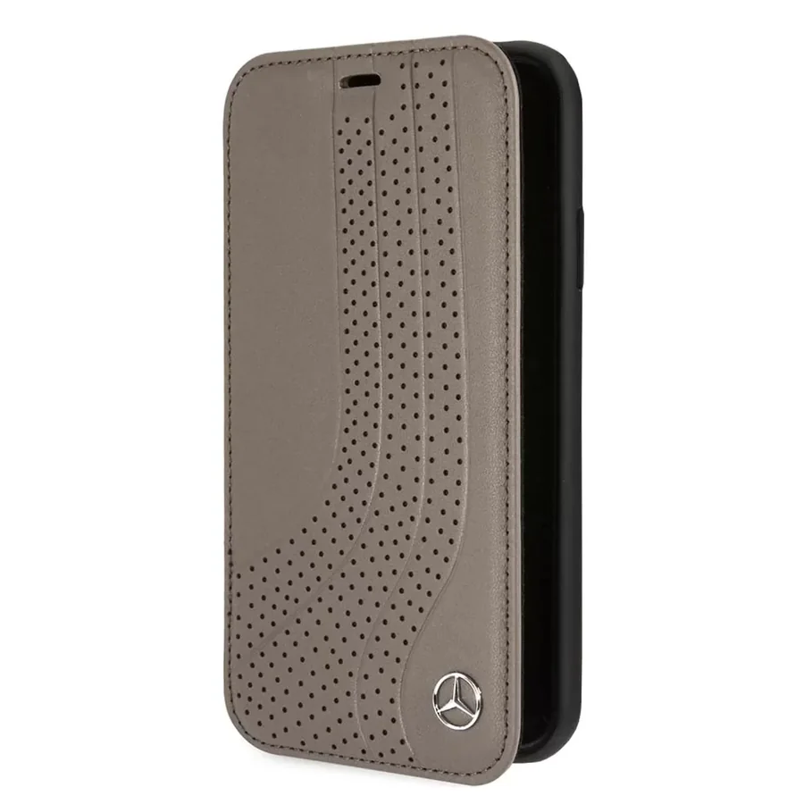Кожаный чехол-книжка CG Mobile Mercedes-Benz New Bow Leather Book Case for iPhone XR коричневый
