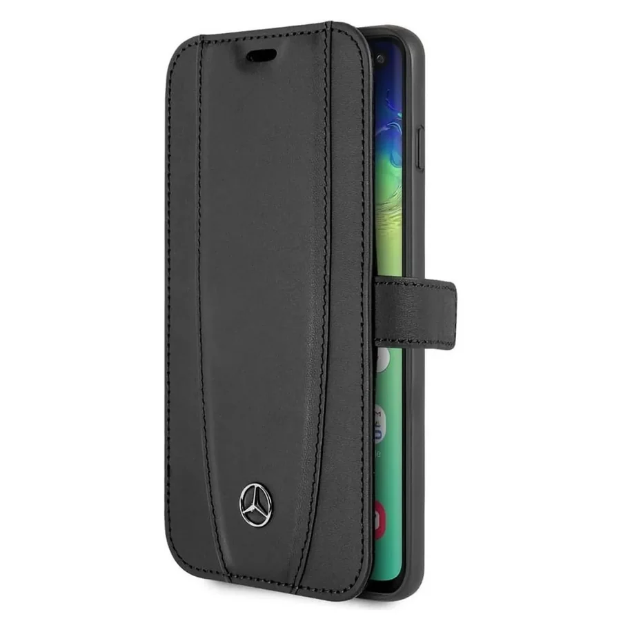 כיסוי ספר מעור אמיתי CG Mobile Mercedes-Benz Infinity Galaxy S10 שחור
