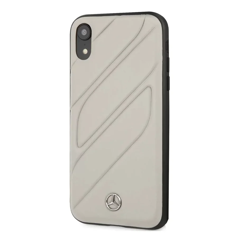 כיסוי קשיח מעור אמיתי CG Mobile Mercedes-Benz New Organic iPhone XR אפור