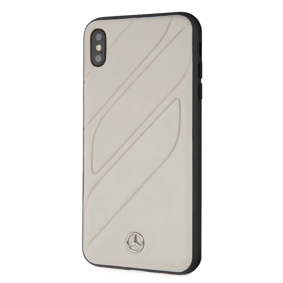 כיסוי קשיח מעור אמיתי CG Mobile Mercedes-Benz New Organic iPhone XS Max אפור
