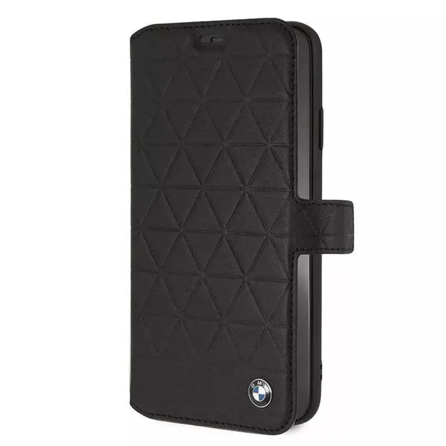 CG Mobile BMW Embossed Hexagon Leather Book Case for iPhone XS Max Black