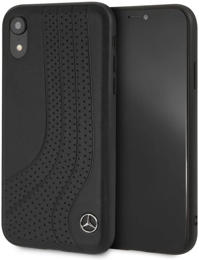 כיסוי קשיח מעור אמיתי CG Mobile Mercedes-Benz New Bow 1 iPhone XR שחור
