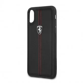 כיסוי קשיח מעור אמיתי CG Mobile Ferrari Heritage Vertical Stripe iPhone XR שחור