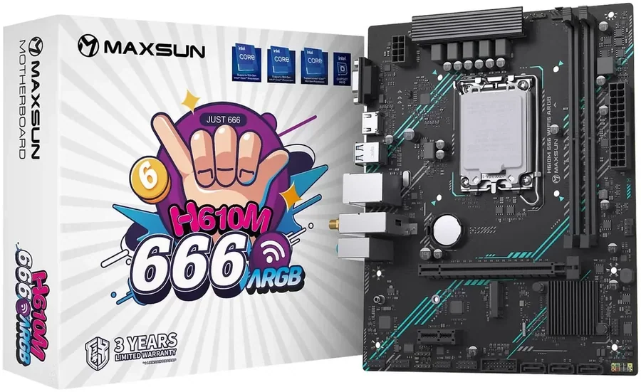 לוח אם MAXSUN H610M 666 WiFi6 ARGB