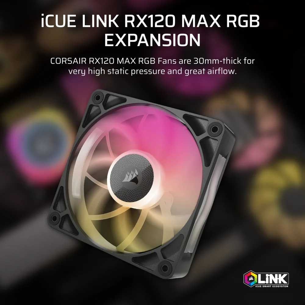 Корпусный вентилятор Corsair RX120 MAX RGB чёрный — дополнительный вид