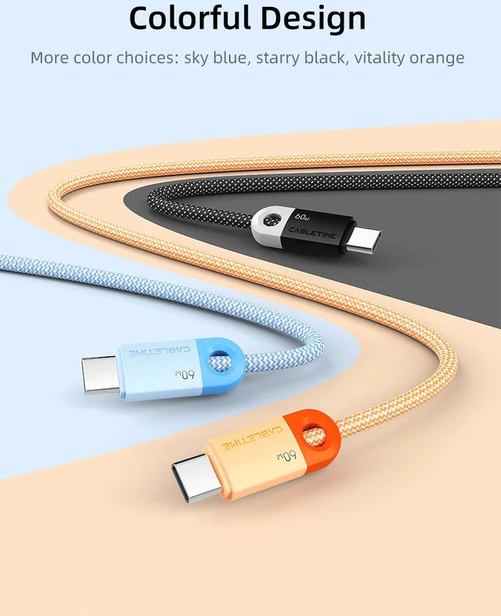 Кабель CABLETIME USB-C 60W Charging Cable 0.5m черный
