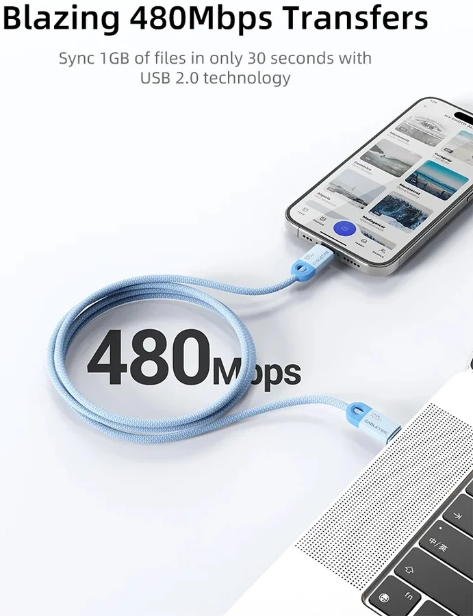 כבל CABLETIME USB-C 100W Charging Cable 1m כחול