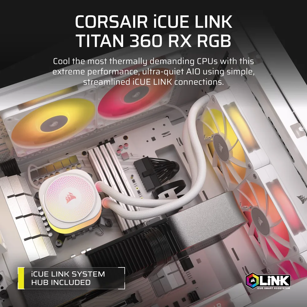 Corsair iCUE LINK TITAN 360 RX RGB Liquid Cooler – White – Additional View