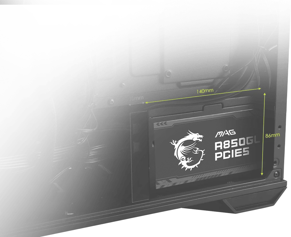 MSI MAG A850GL PCIE5 – כבלים שטוחים וניהול כבלים