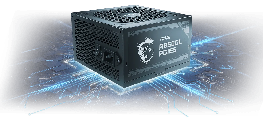 MSI MAG A850GL PCIE5 – חיבוריות מלאה וכבלים מודולריים
