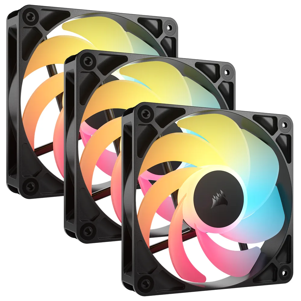Комплект вентиляторов Corsair RS120-R ARGB Reverse чёрный