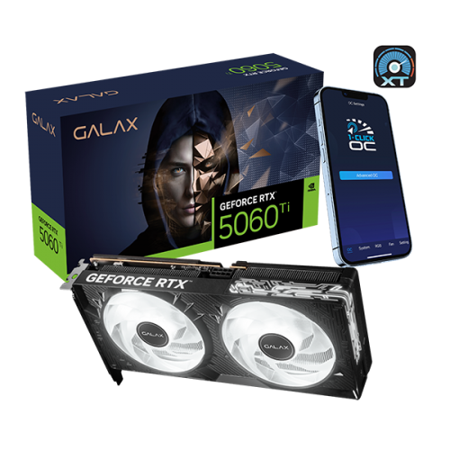 GALAX GeForce RTX 5060 Ti 1-Click OC 8GB — вид спереди с двойными вентиляторами