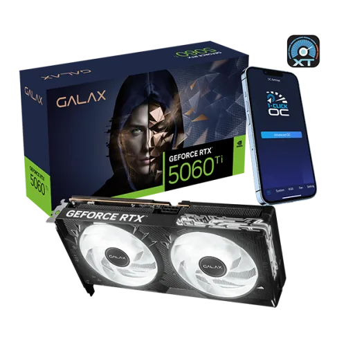 GALAX GeForce RTX 5060 Ti 1-Click OC 8GB front view with dual fans