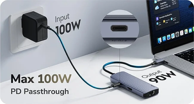 Docking Station CUDY UH606 6-in-1 USB-C Hub with Gigabit Ethernet