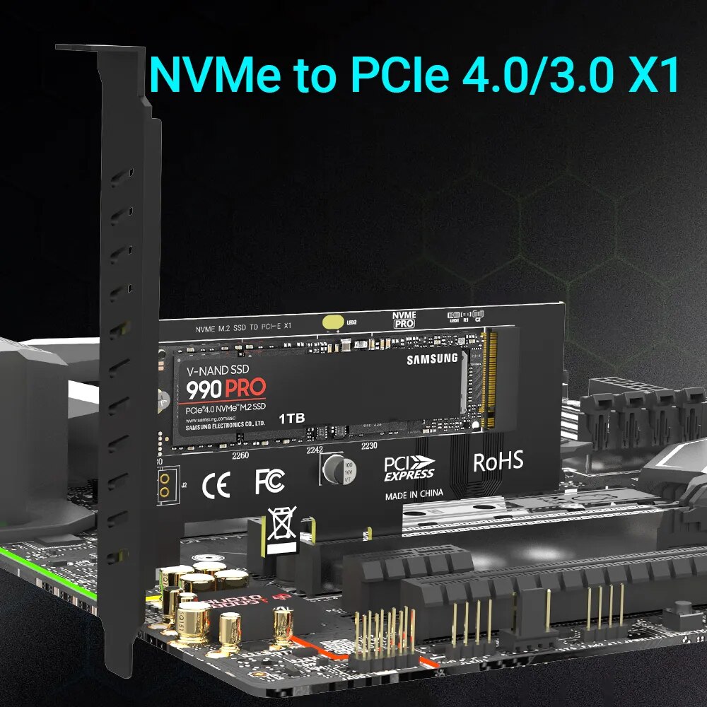 JEYI M.2 NVMe to PCIe 4.0 x1 Adapter