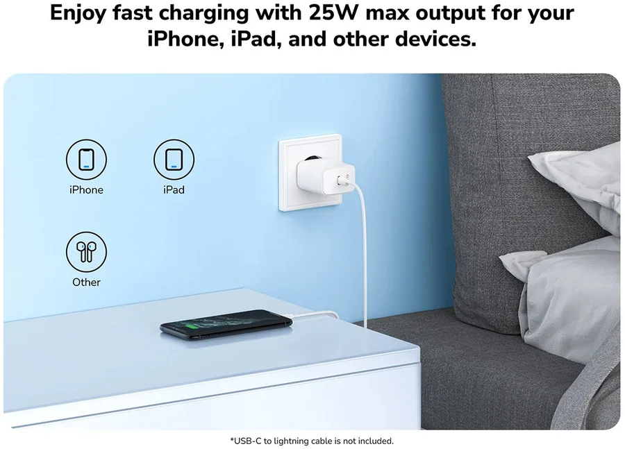 מטען קיר CUDY CH25 25W USB-C GaN Charger EU