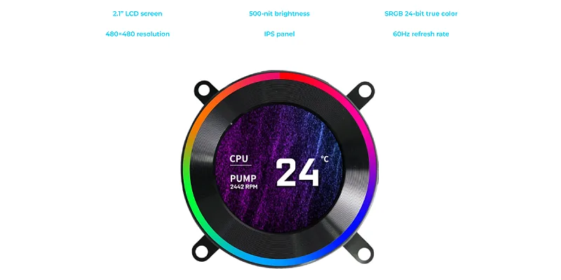 2.1-inch IPS screen with 500 nits brightness and 60Hz refresh rate