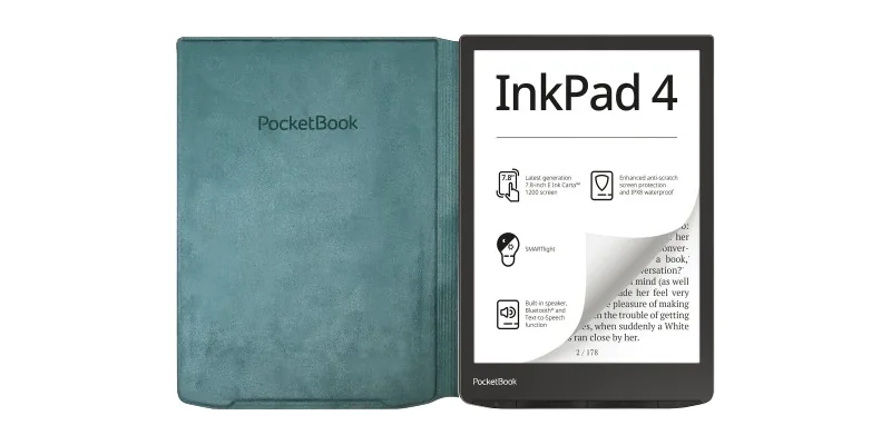 Green PocketBook cover for InkPad 4 and InkPad Color 3 models