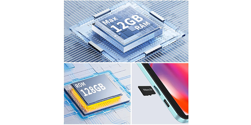 12GB (with virtual expansion) and 128GB storage