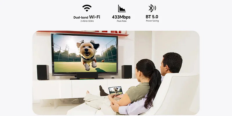 Wi‑Fi AC דו־ערוצי ו-Bluetooth 5.0