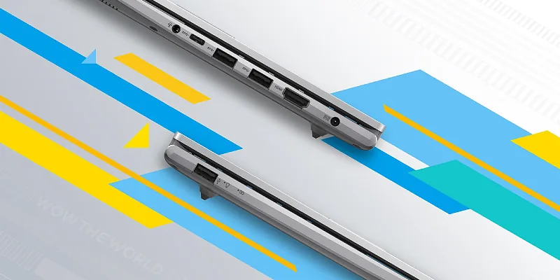 A variety of ports and connections on the Vivobook 14