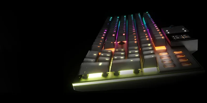Per‑key ARGB lighting and surrounding light bar