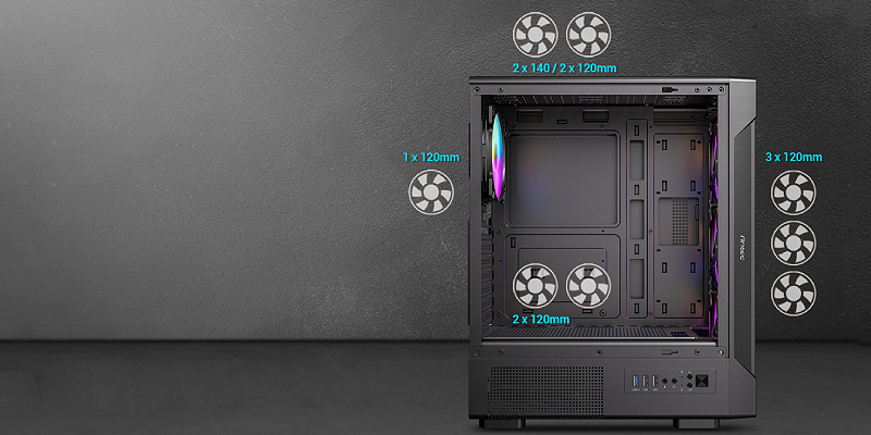 Antec VX320 ARGB - אפשרויות קירור וזרימת אוויר