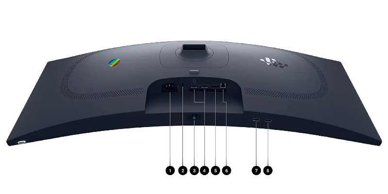 חיבורים מאחור של Alienware AW3425DWM