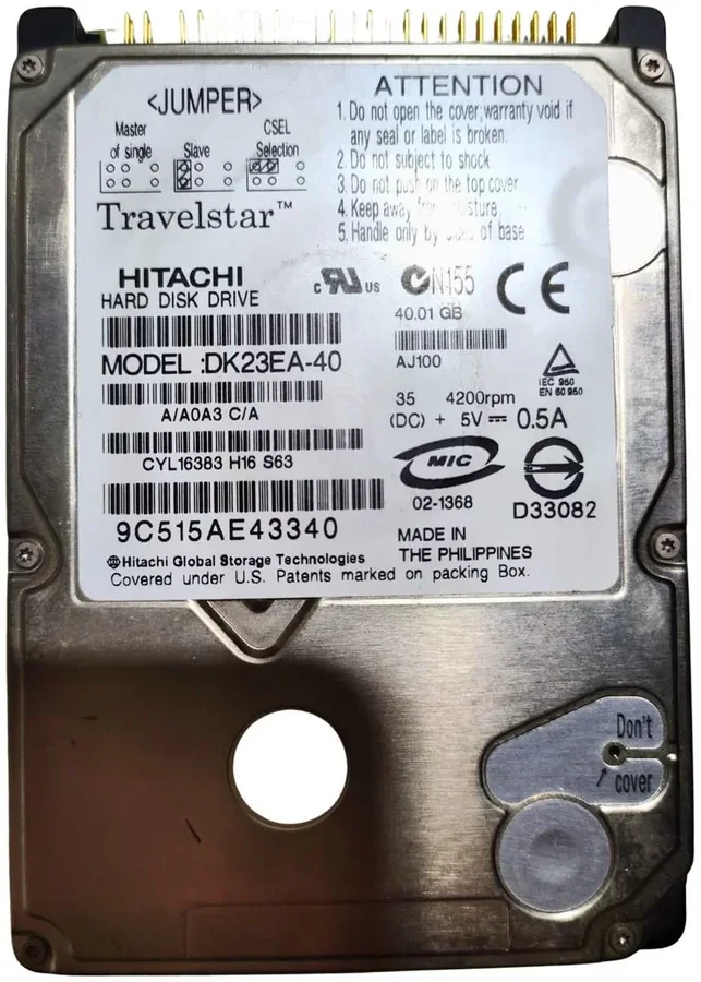 Внутренний жёсткий диск для ноутбука Hitachi Travelstar DK23EA-40