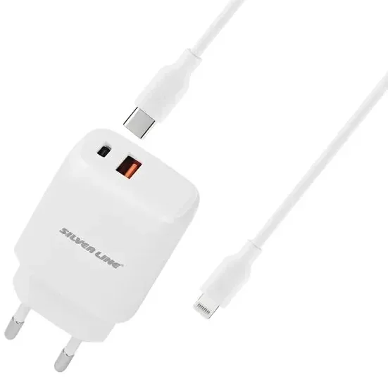 Wall Charger Silver Line MWC25PQ 25W + Lightning Cable