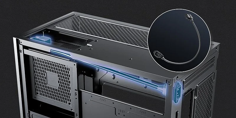 Antec FLUX M GPU bracket and PSU chamber
